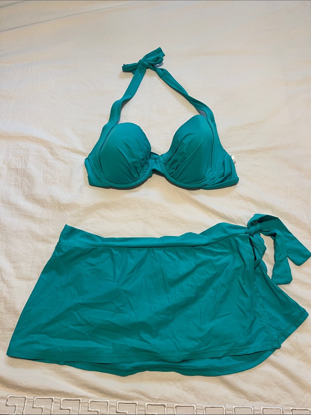 Tommy Bahama Teal Halter Bikini Top with Wrap Skirt